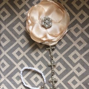 Handmade bling cross rhinestone pacifier clip